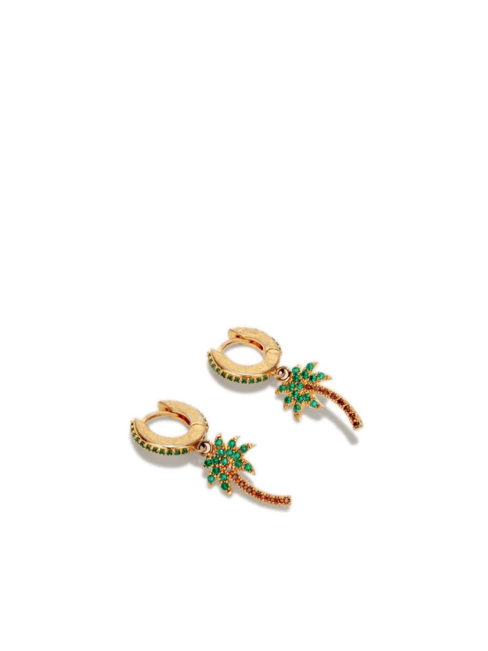 Shop Palm Angels Palm Tree Hoop Earrings In Green
