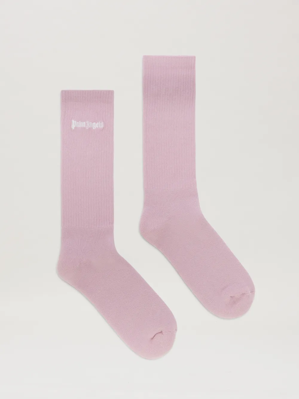 Palm Angels Logo-embroidered Ribbed-knit Socks In Purple