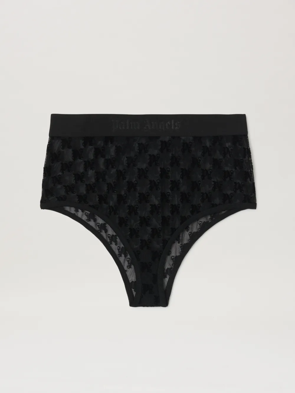 Shop Palm Angels Monogram Lace Brazilian Brief In Black