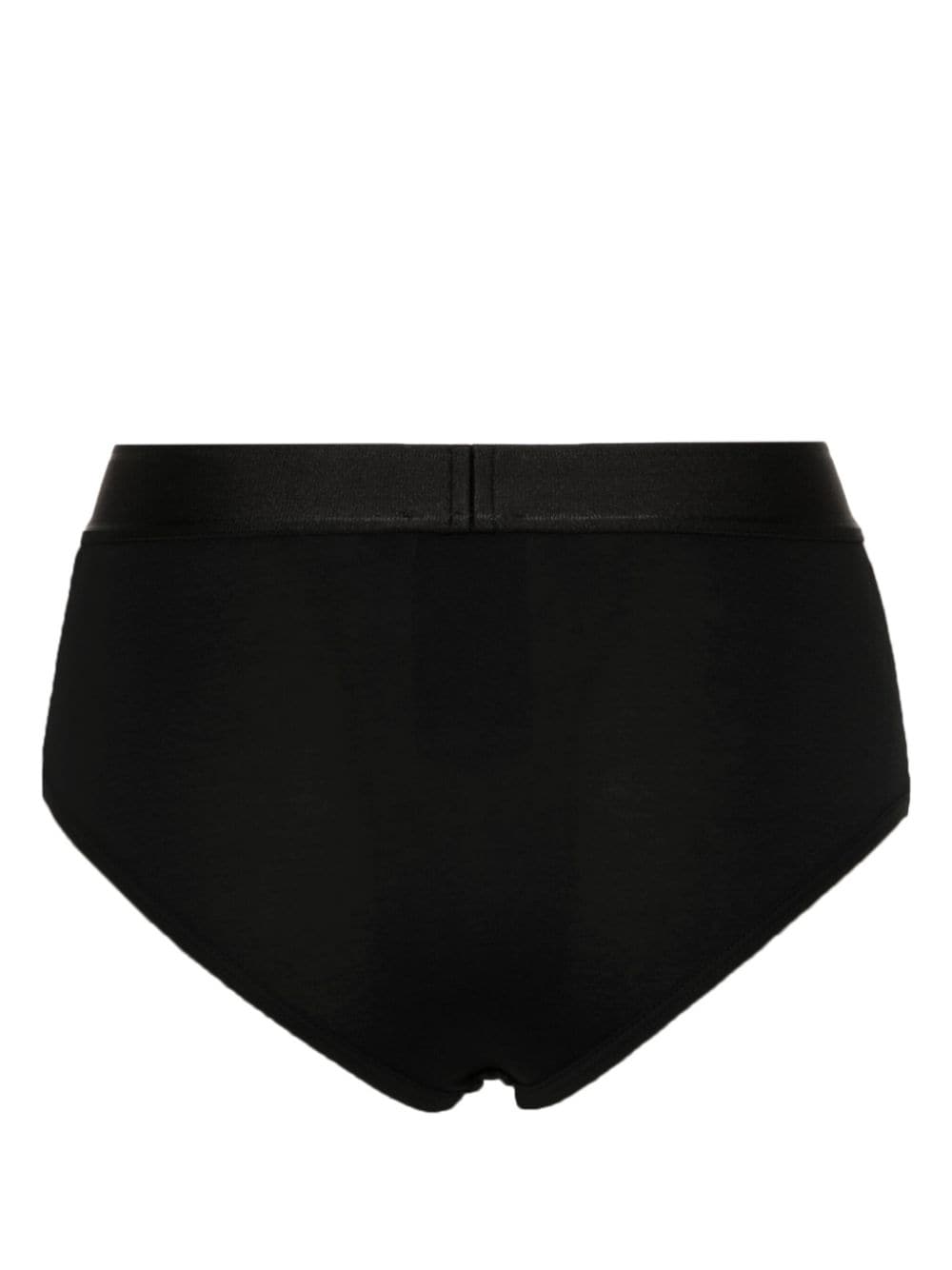 Shop Palm Angels High-waisted Logo-tape Briefs In Black