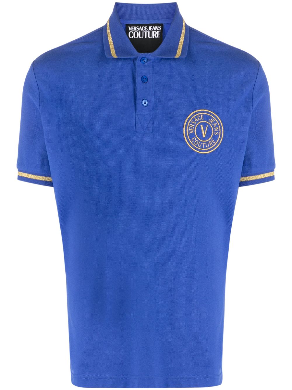 Versace Jeans Couture Logo-embroidered Polo Shirt In Blue
