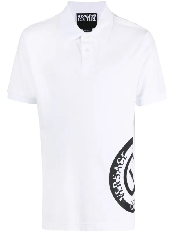 Versace Jeans Couture logo-print Cotton Polo Shirt White