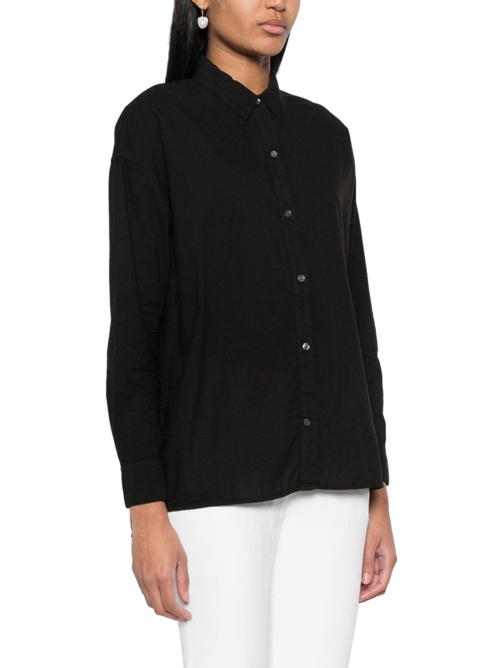 Shop James Perse Long-sleeve Cotton Shirt In Black