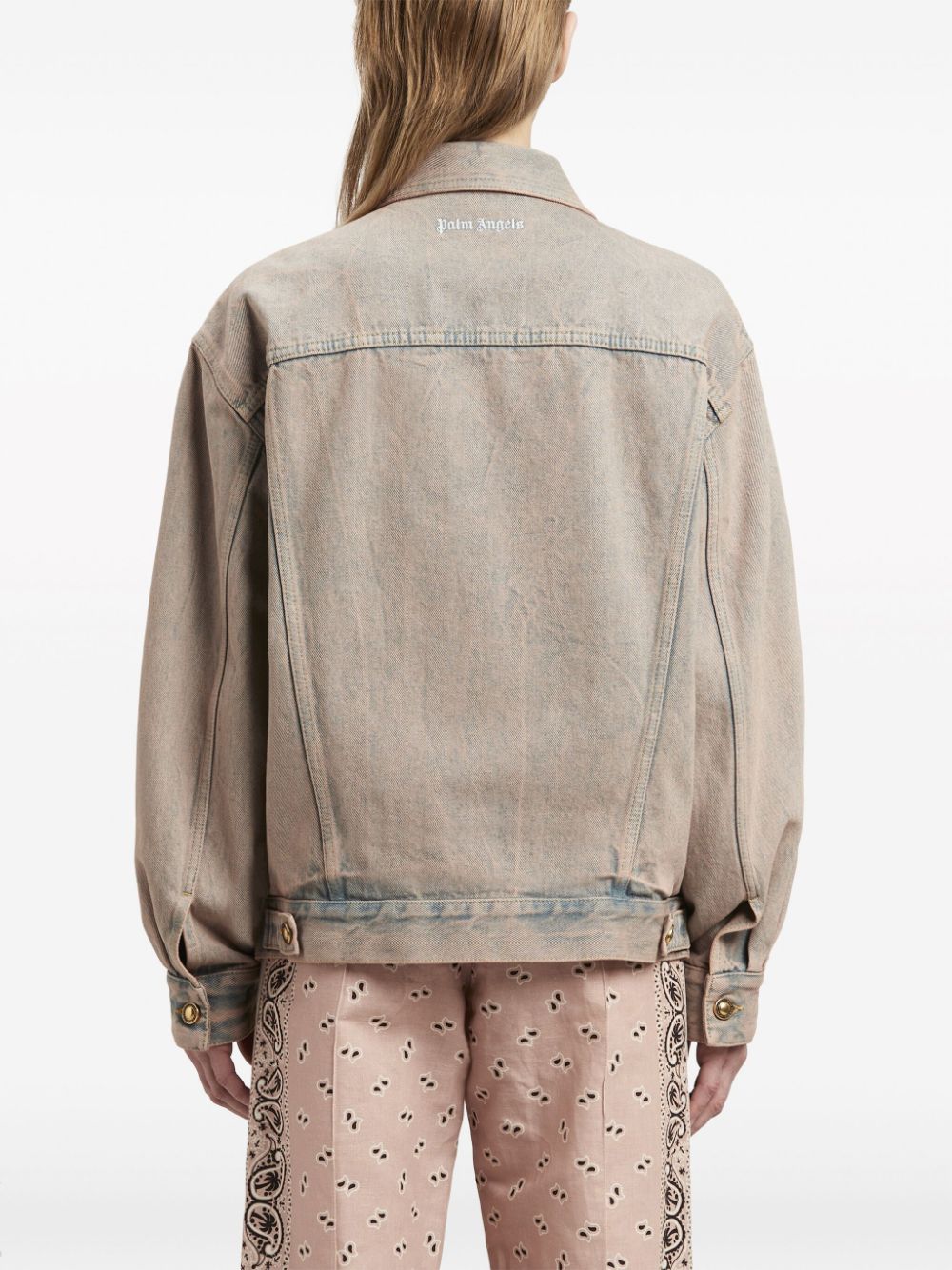 Shop Palm Angels Overdye-wash Denim Jacket In Pink