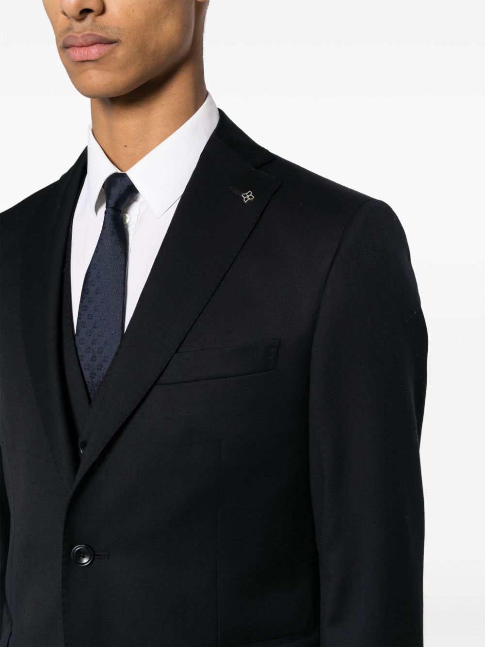 Shop Tagliatore Logo-appliqué Virgin Wool Single-breasted Suit In Blau