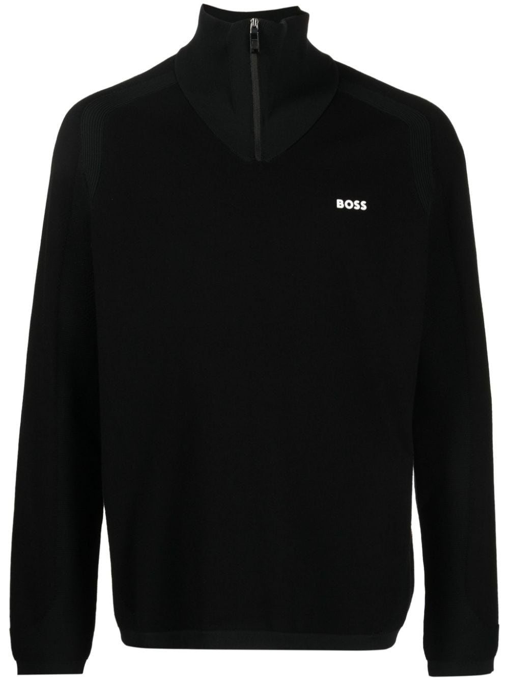 BOSS logo-appliqué half-zip jumper - Nero