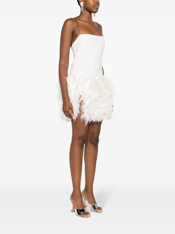 The Attico Fujiko feather-trimmed Minidress | White | FARFETCH