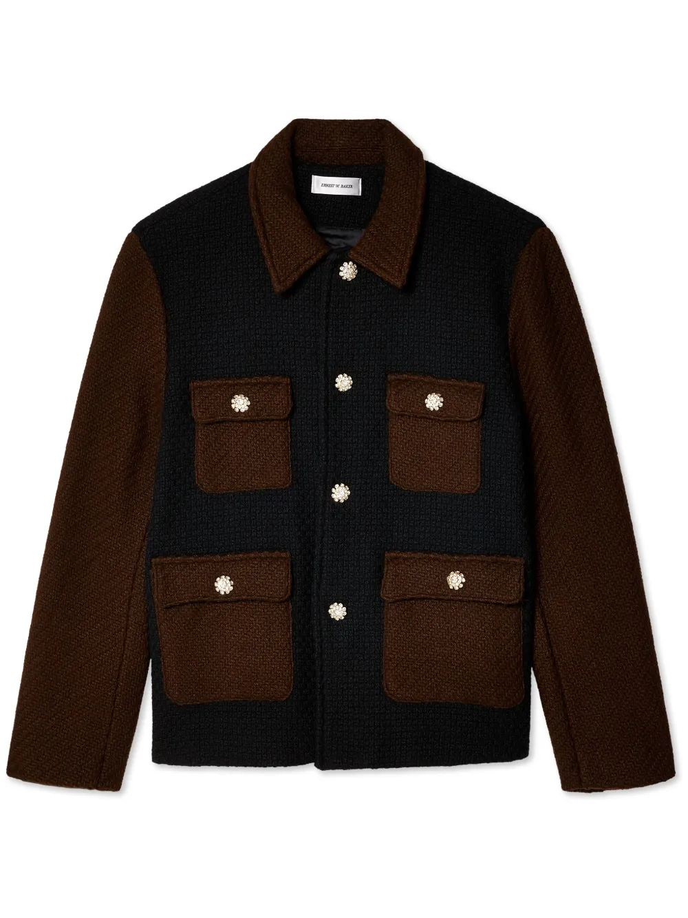 Ernest W Baker Panelled Two-tone Shirt Jacket In Brown