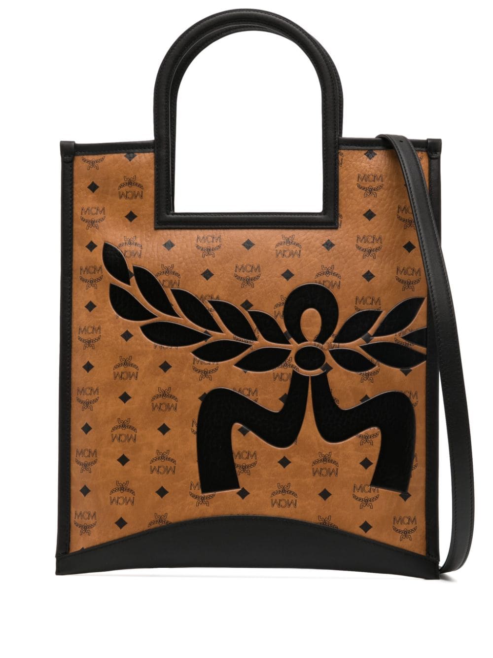 Mcm Medium Aren Visetos-print Leather Tote Bag In Brown