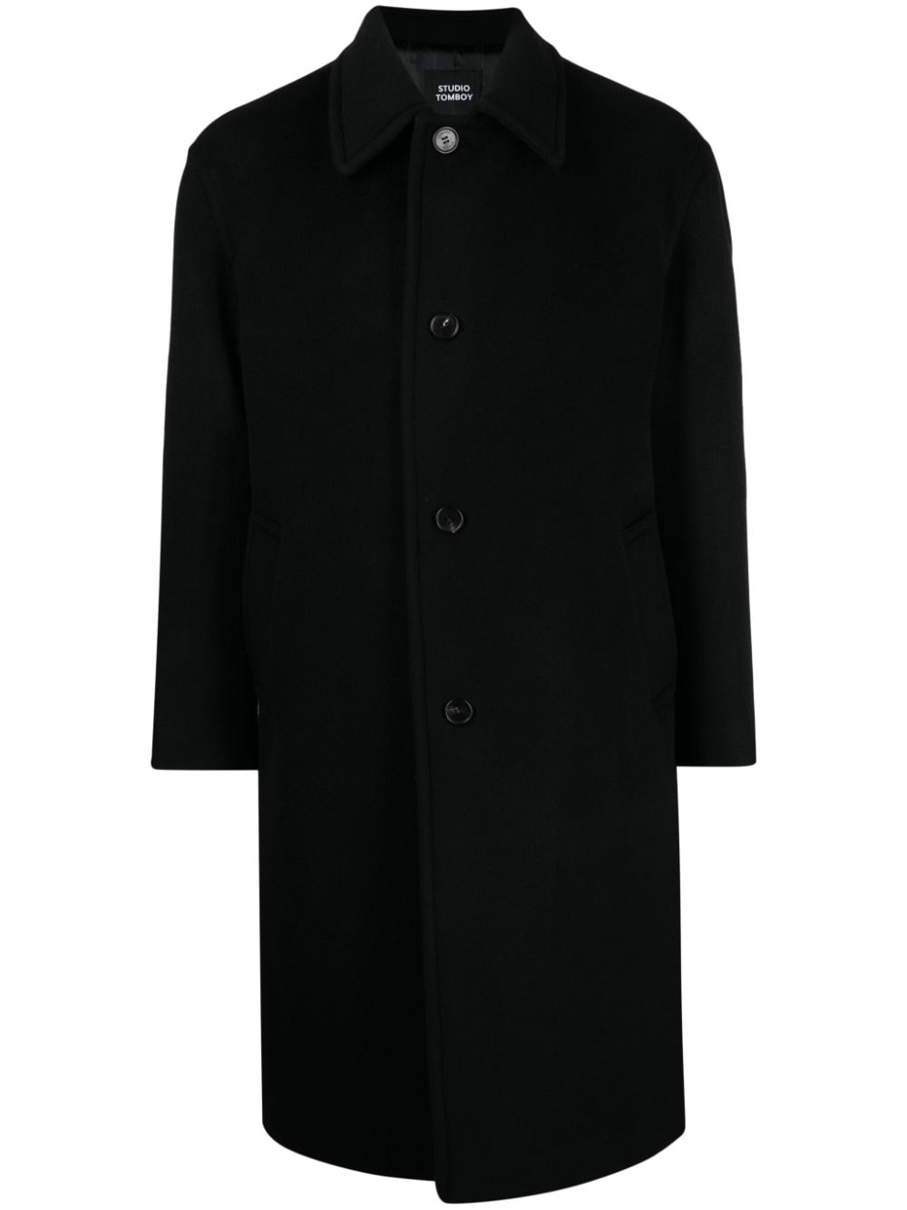 Studio Tomboy Pointed-flat Collar Single-breasted Coat In Black