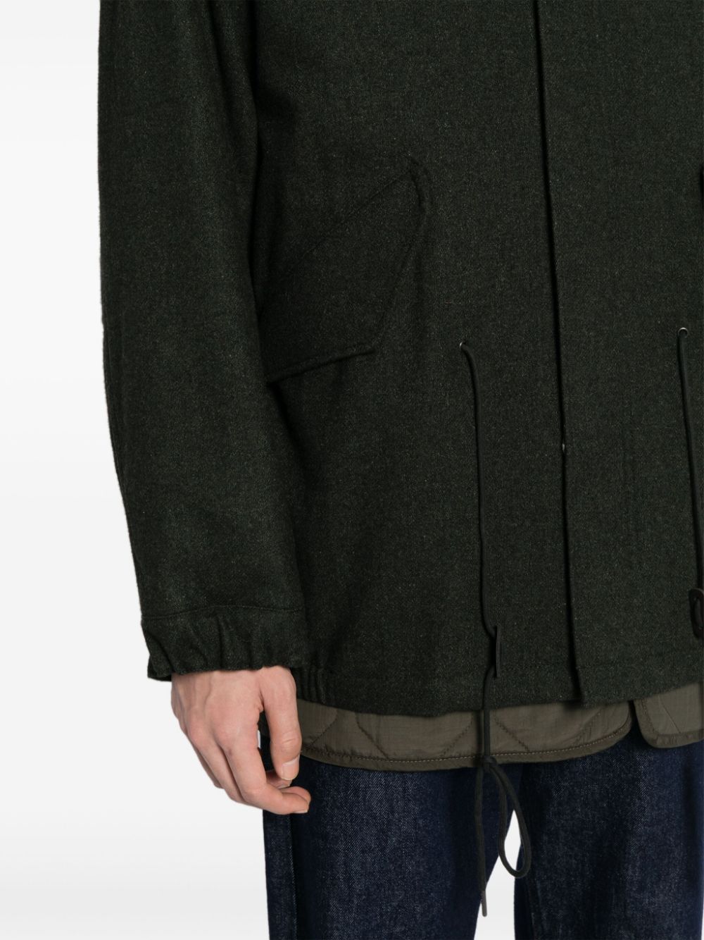Shop Studio Tomboy Slouch-hood Concealed-fastening Jacket In Green