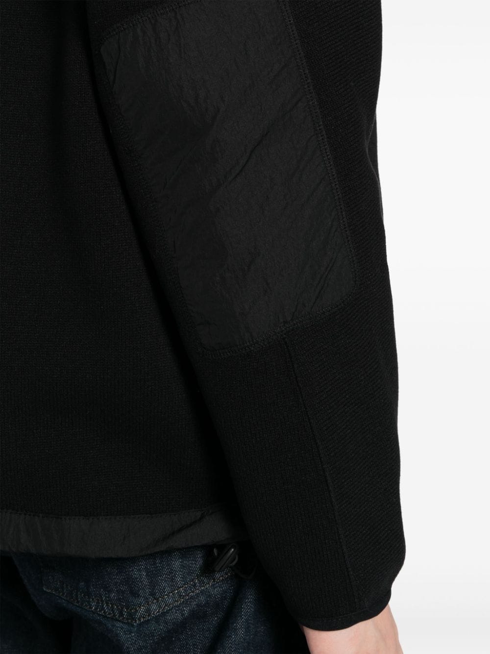 Shop Studio Tomboy Elbow-patch Fleece Hoodie In Black