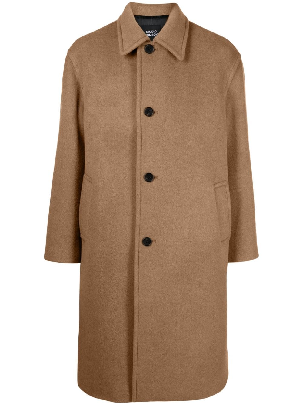 Studio Tomboy Pointed-flat Collar Single-breasted Coat In Brown