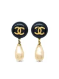 CHANEL Pre-Owned 1994 CC logo drop clip-on earrings - Gold