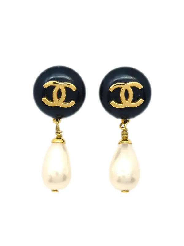 CHANEL Pre-Owned 1996 ココマーク パール イヤリング | ゴールド 