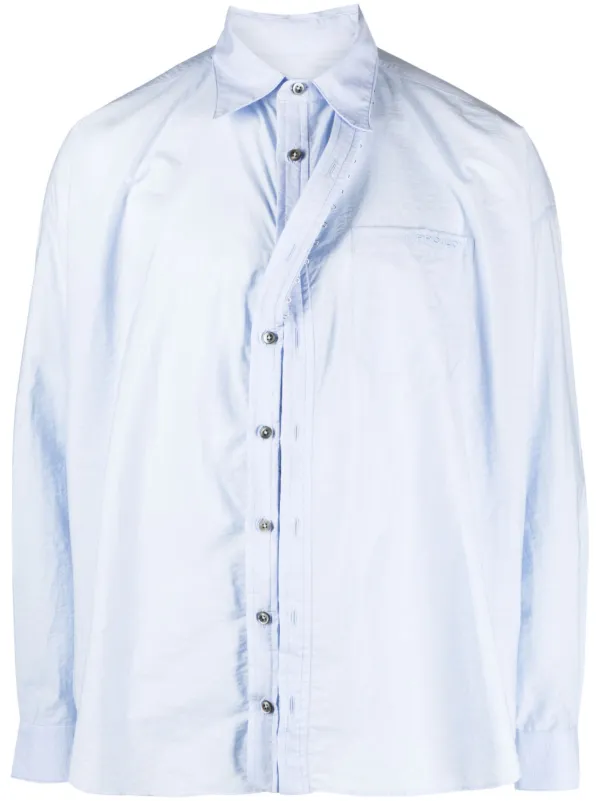 Y/Project Asymmetric Cotton-blend Shirt in Blue