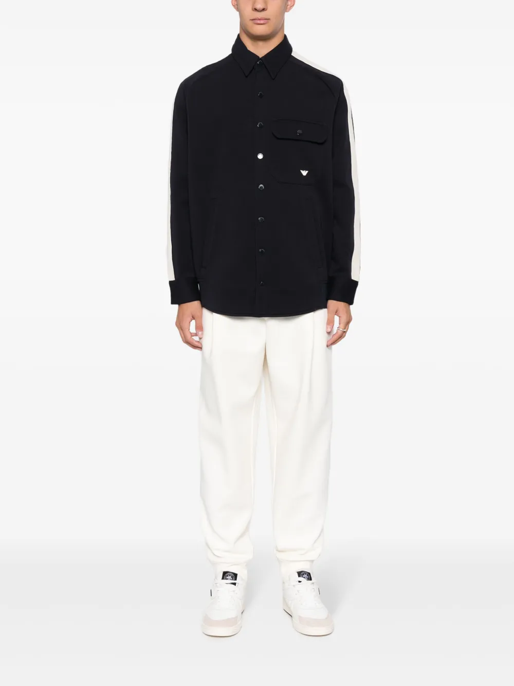 Emporio Armani logo-plaque cotton track pants - Beige