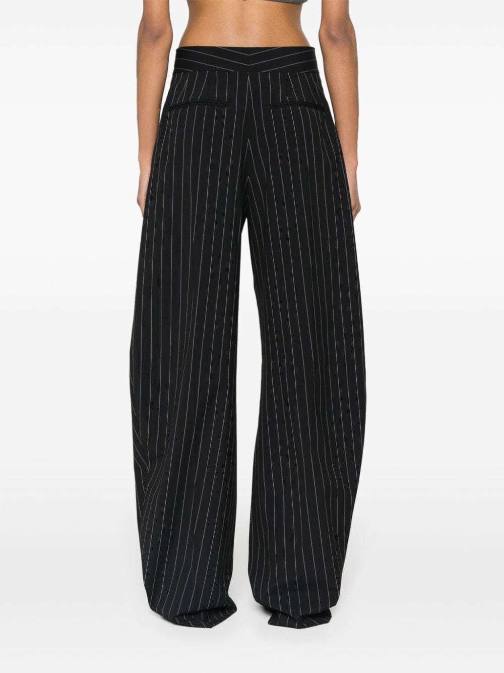 Shop Attico Gary Pinstripe Cotton Trousers In Black