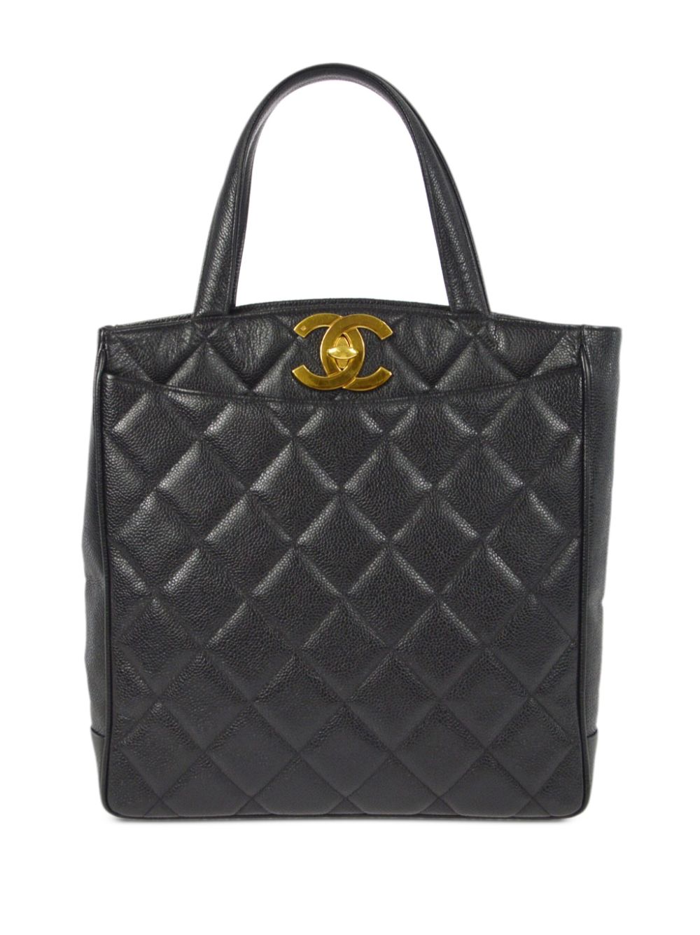 CHANEL Pre Owned 1998 CC Turn Lock Diamond Quilted Tote Bag Farfetch