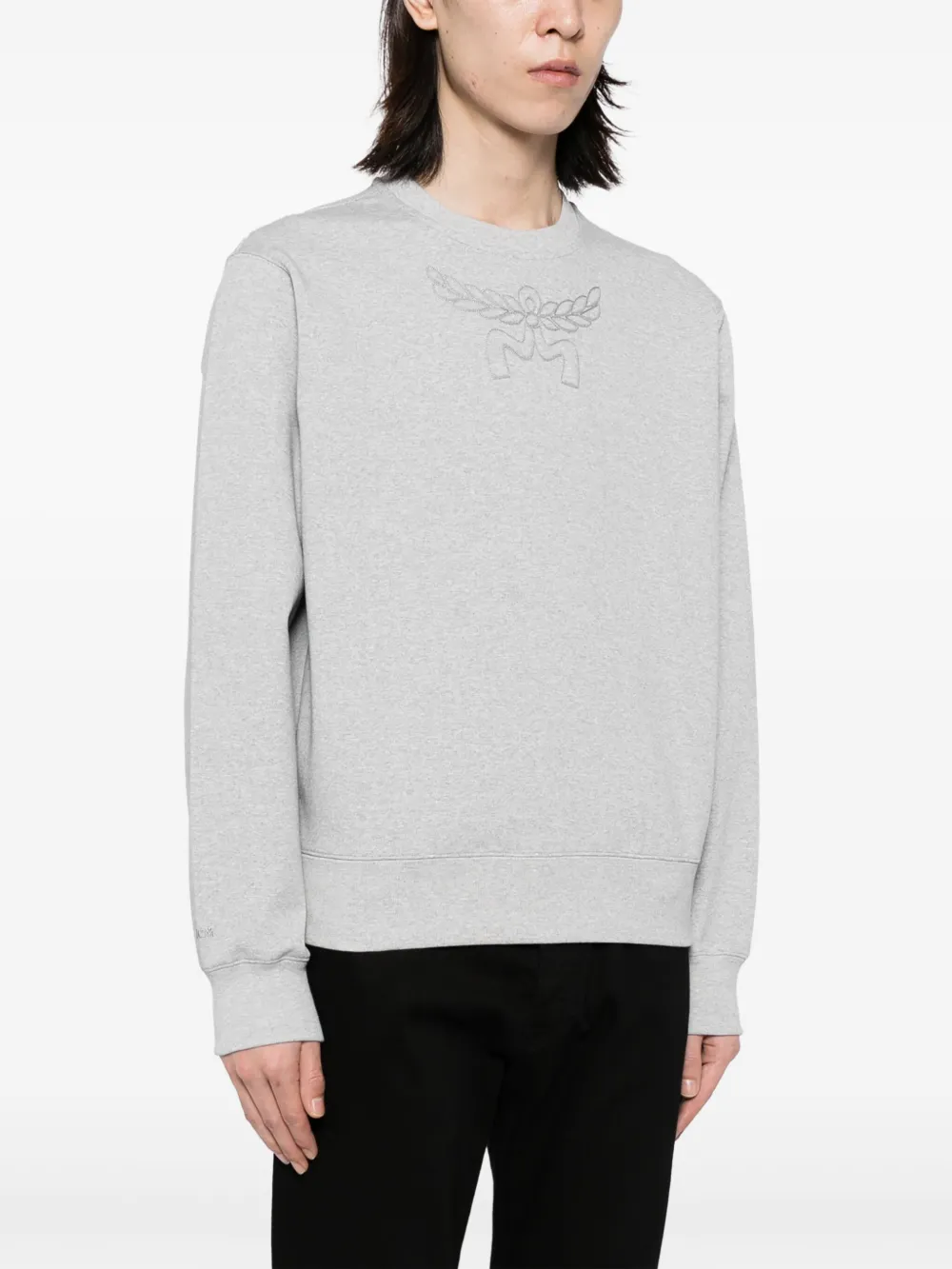 Shop Mcm Laurel Logo-embroidered Sweatshirt In Grey