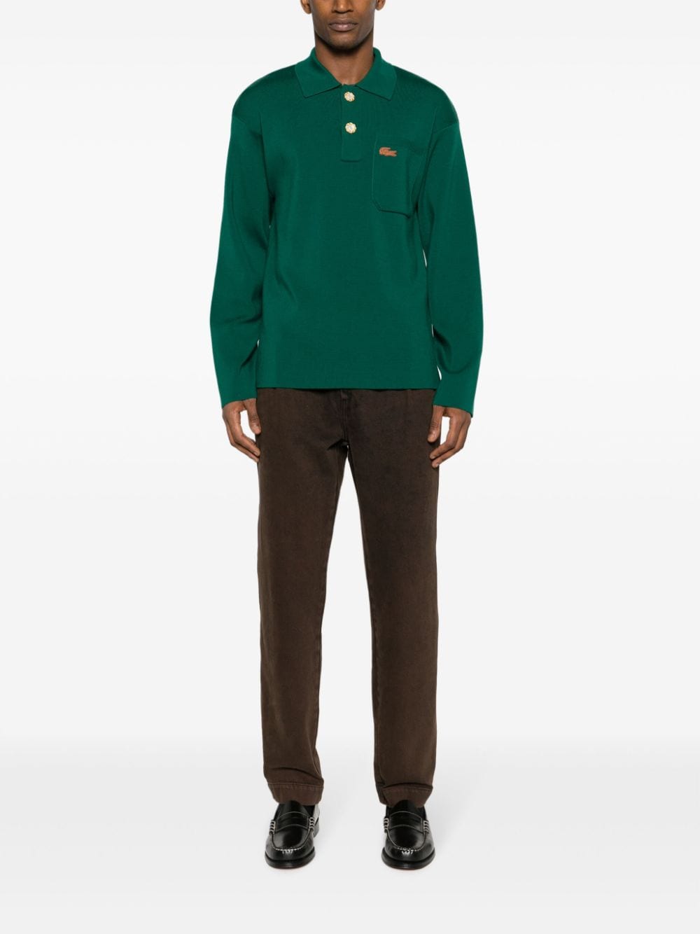 Shop Lacoste X Le Fleur Wool Polo Shirt In Green