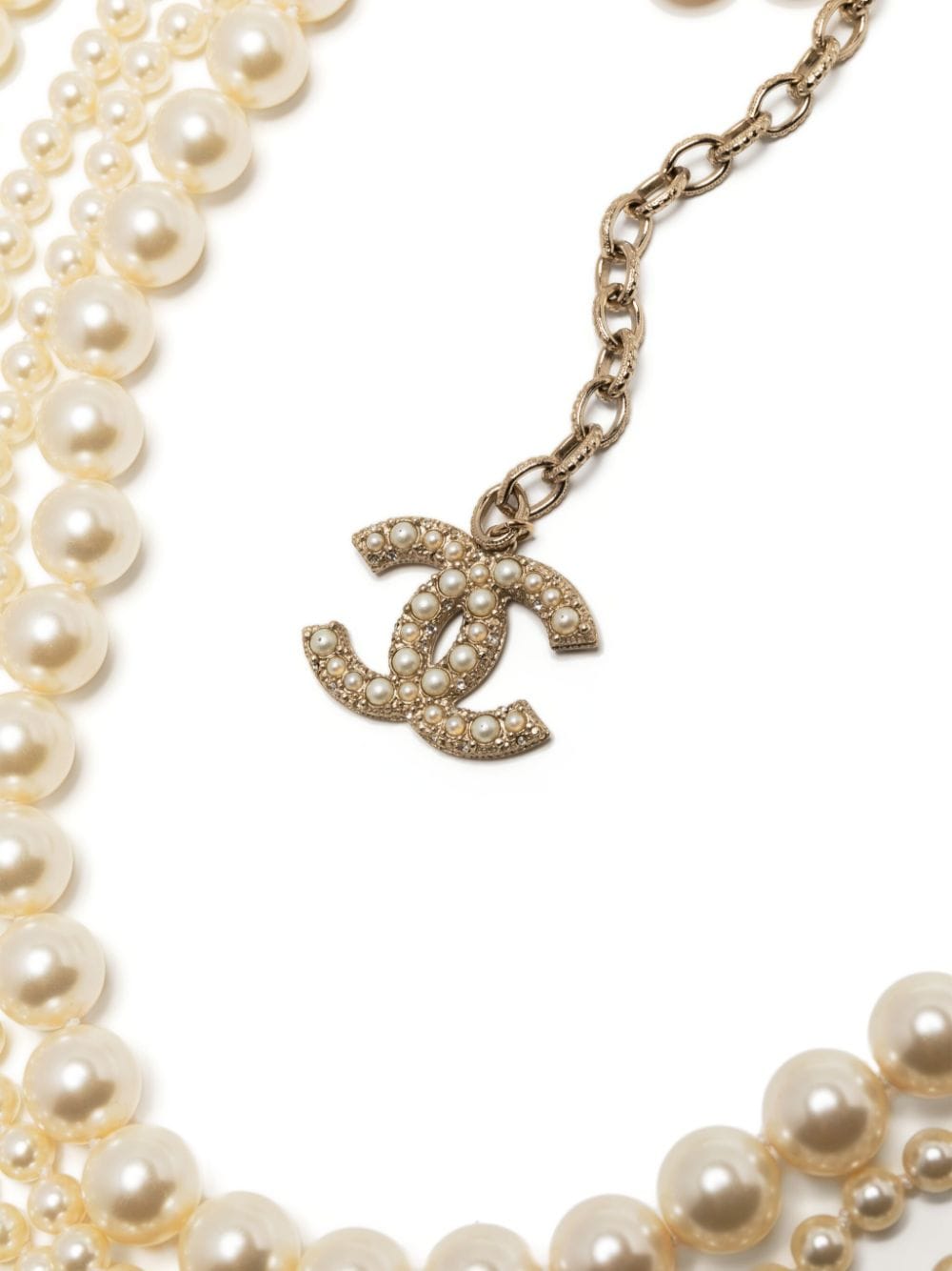 Pre-owned Chanel 2014 Faux-pearl Layered Necklace In White