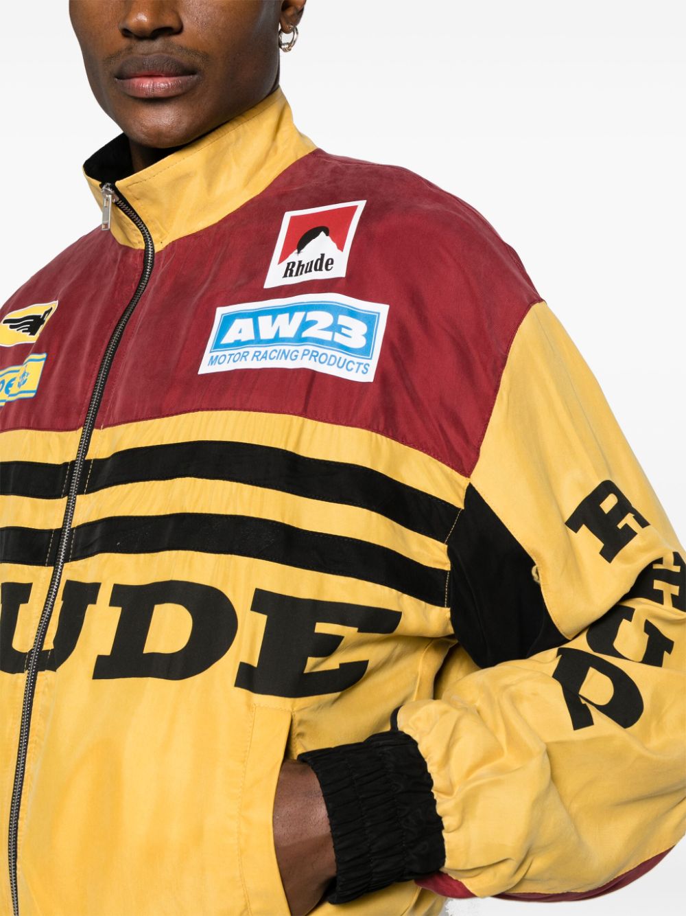 Shop Rhude Rally Zip-up Jacket In Yellow