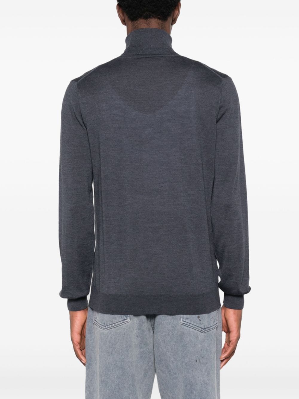 Shop Laneus Roll-neck Fine-knit Jumper In Grey