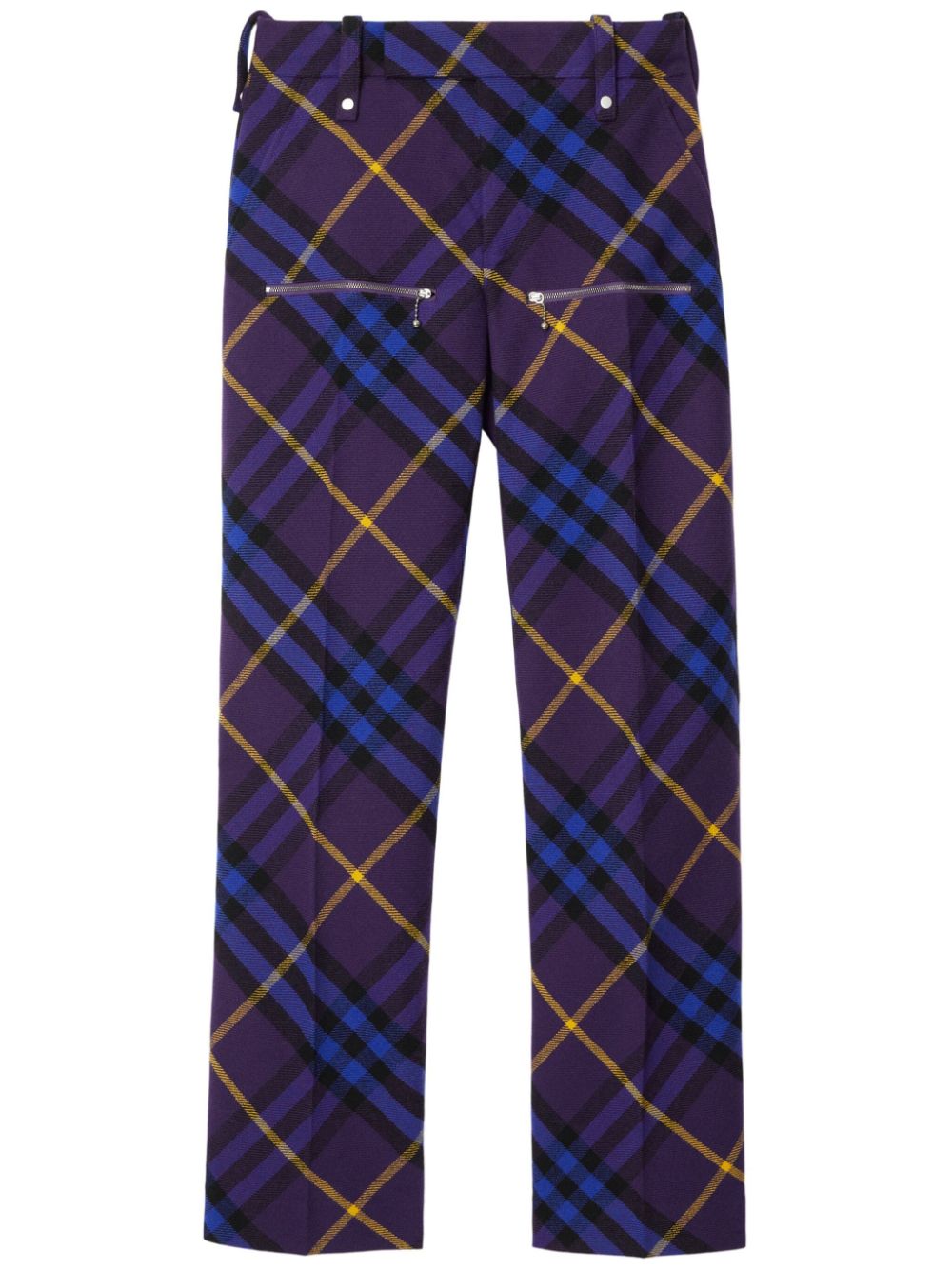 Shop Burberry Petite Check-print Wool Trousers In Purple