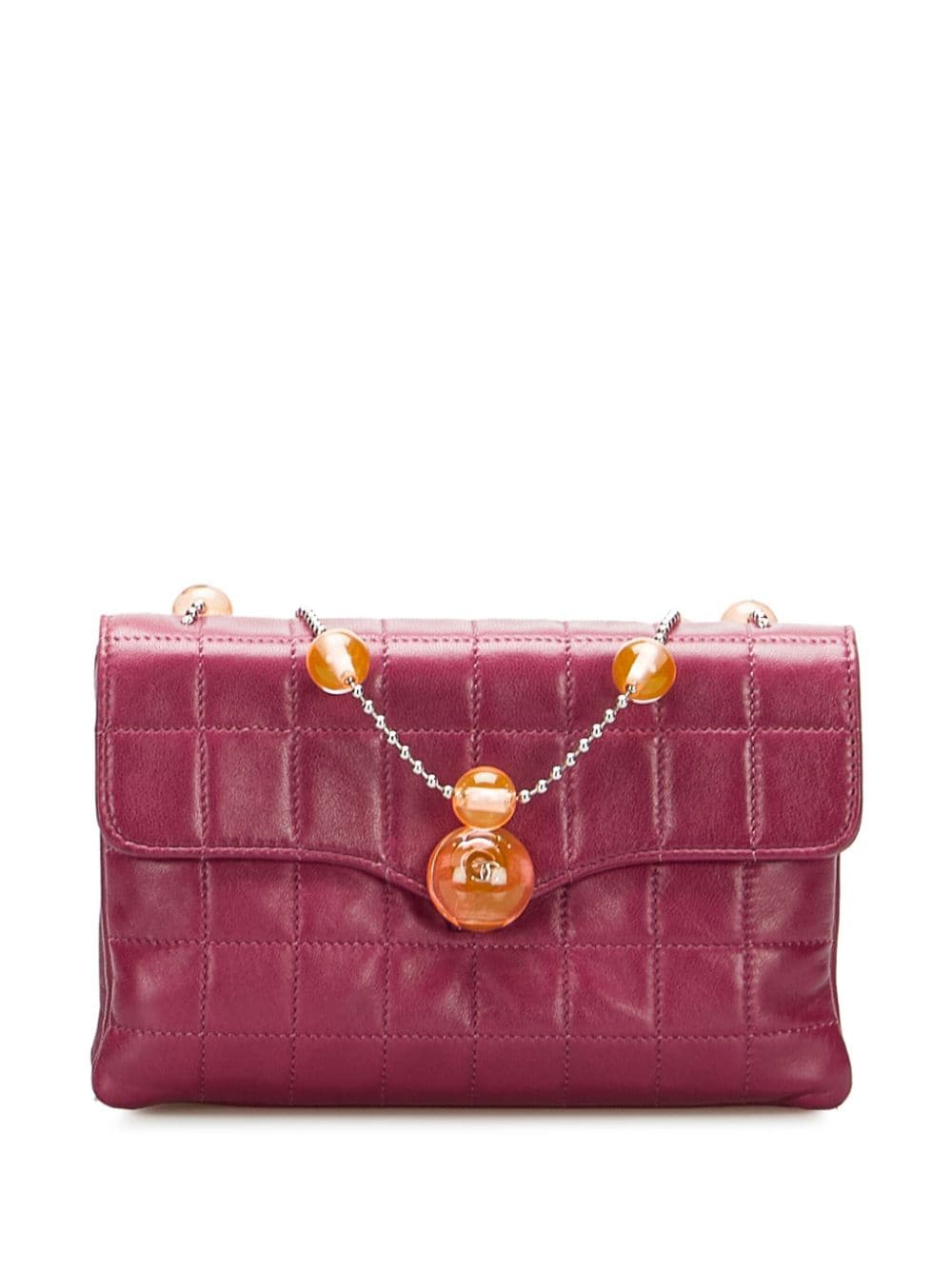 Pre-owned Chanel 2000-2002 Choco Bar Spheres Detail Shoulder Bag In Purple