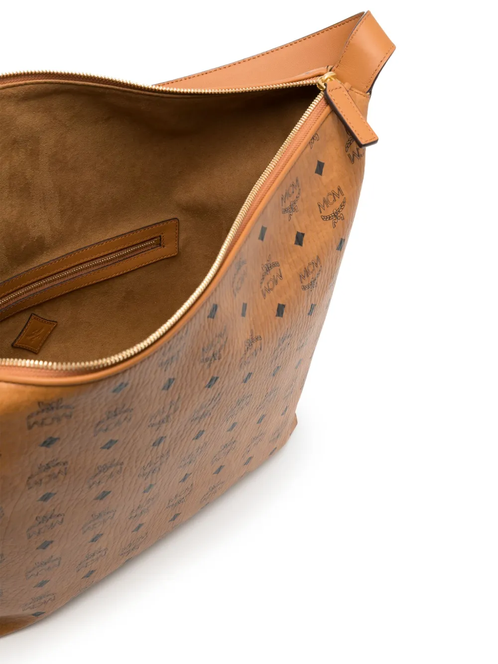 MCM Aren schoudertas met monogram Bruin