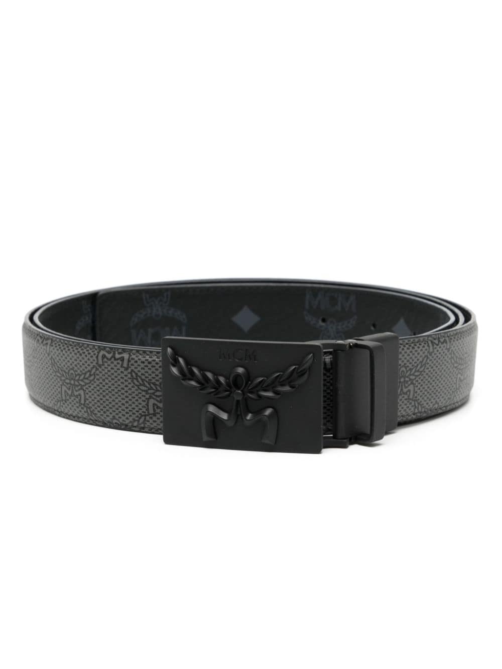 Mcm Himmel Reversible Leather Belt In Black