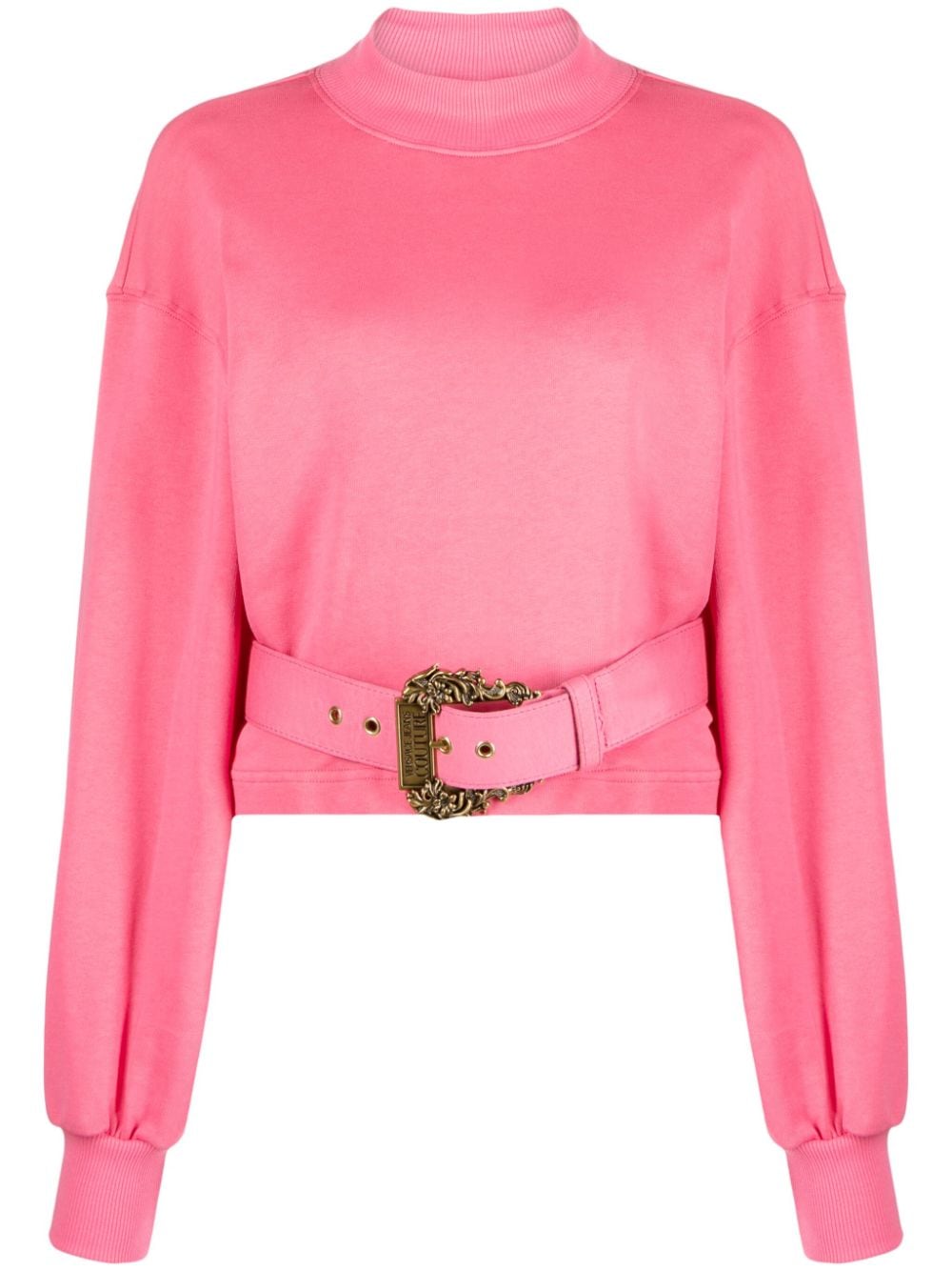 VERSACE JEANS COUTURE BAROQUE-BUCKLE CROPPED SWEATSHIRT