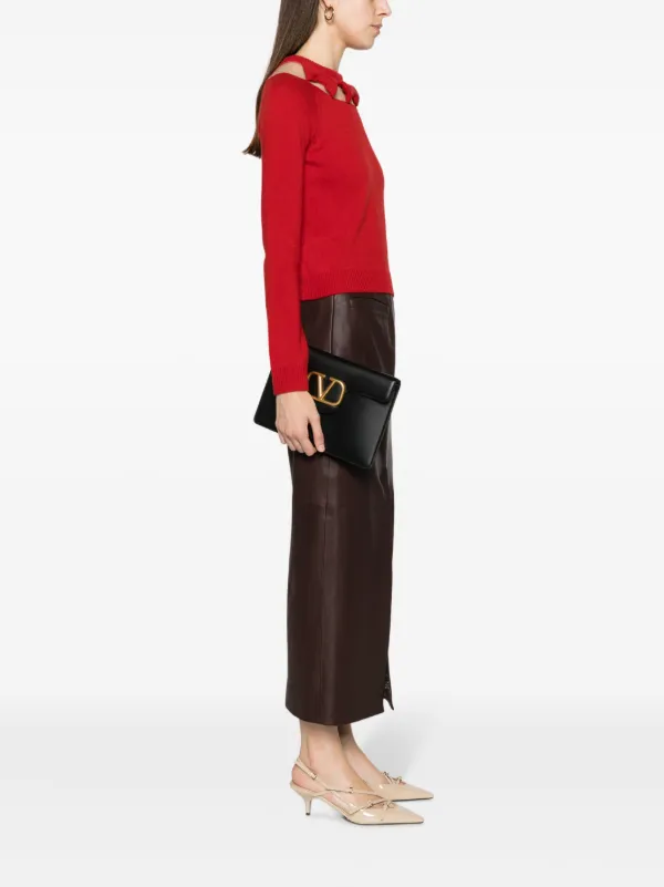 Valentino Garavani Locò Leather Clutch Bag | Black | FARFETCH