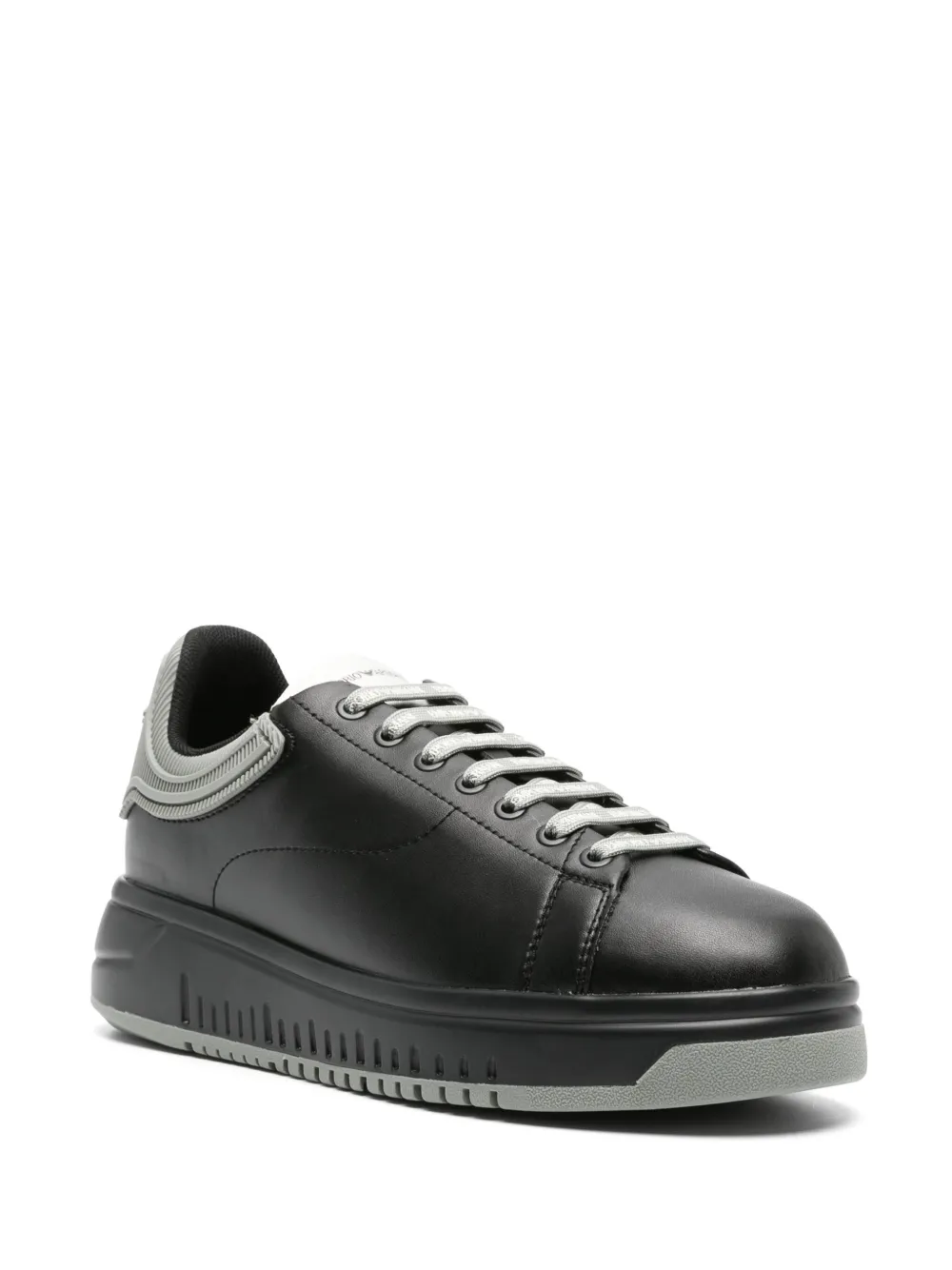 Emporio Armani colour-block leather sneakers - Zwart