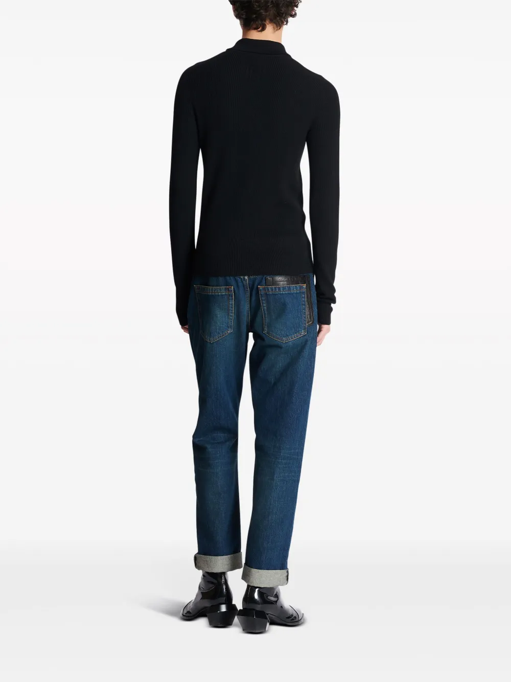 Shop Balmain Monogram-buttons Merino Wool Jumper In Black