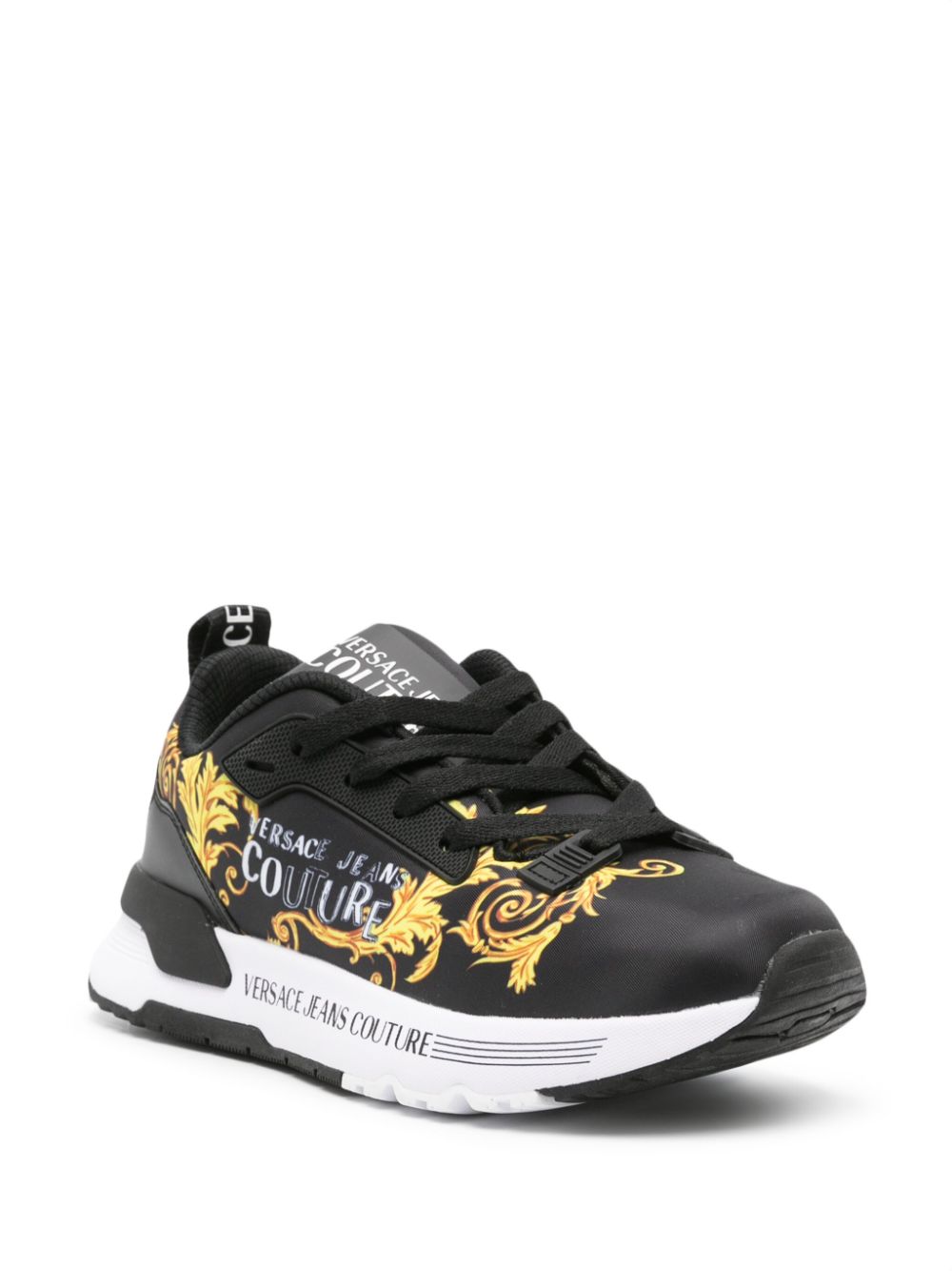 Shop Versace Jeans Couture Dynamic Barocco-print Sneakers In Black