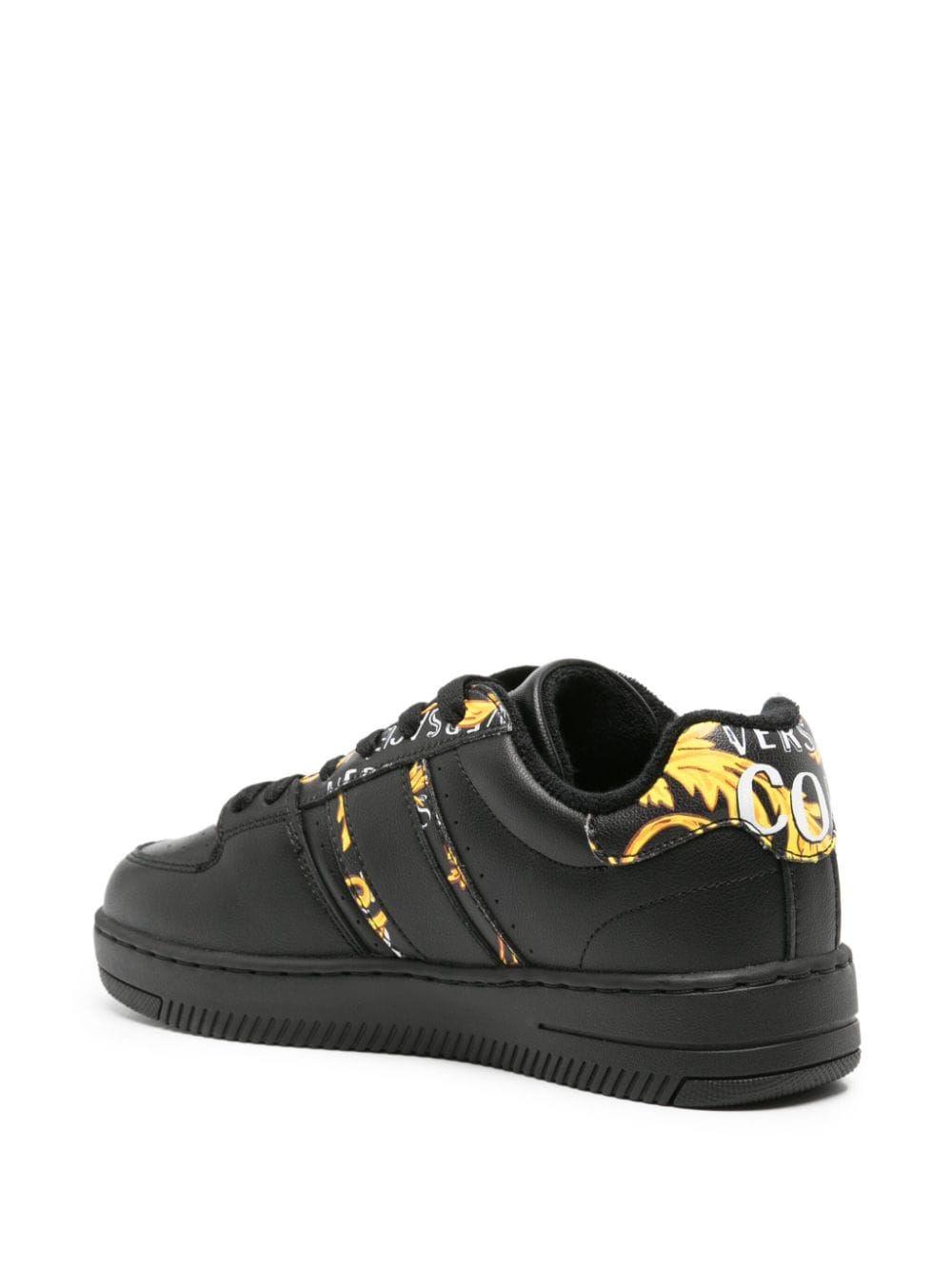 Shop Versace Jeans Couture Meyssa Leather Sneakers In Black