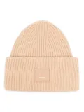 Acne Studios face-patch ribbed-knit beanie - Neutrals