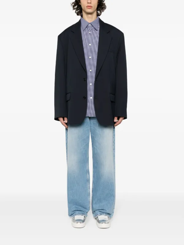 アクネスタジオ ブルー シングルブレスト ウール混 ジャケット Acne Studios シングルジャケット | ブルー | FARFETCH JP