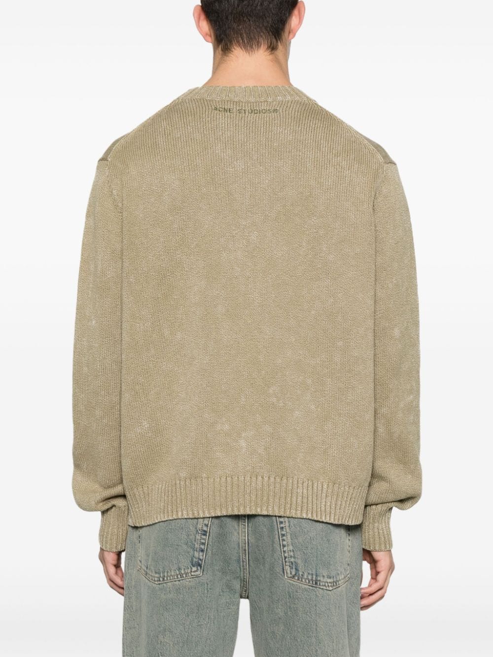 Shop Acne Studios Embroidered-logo Jumper In Green