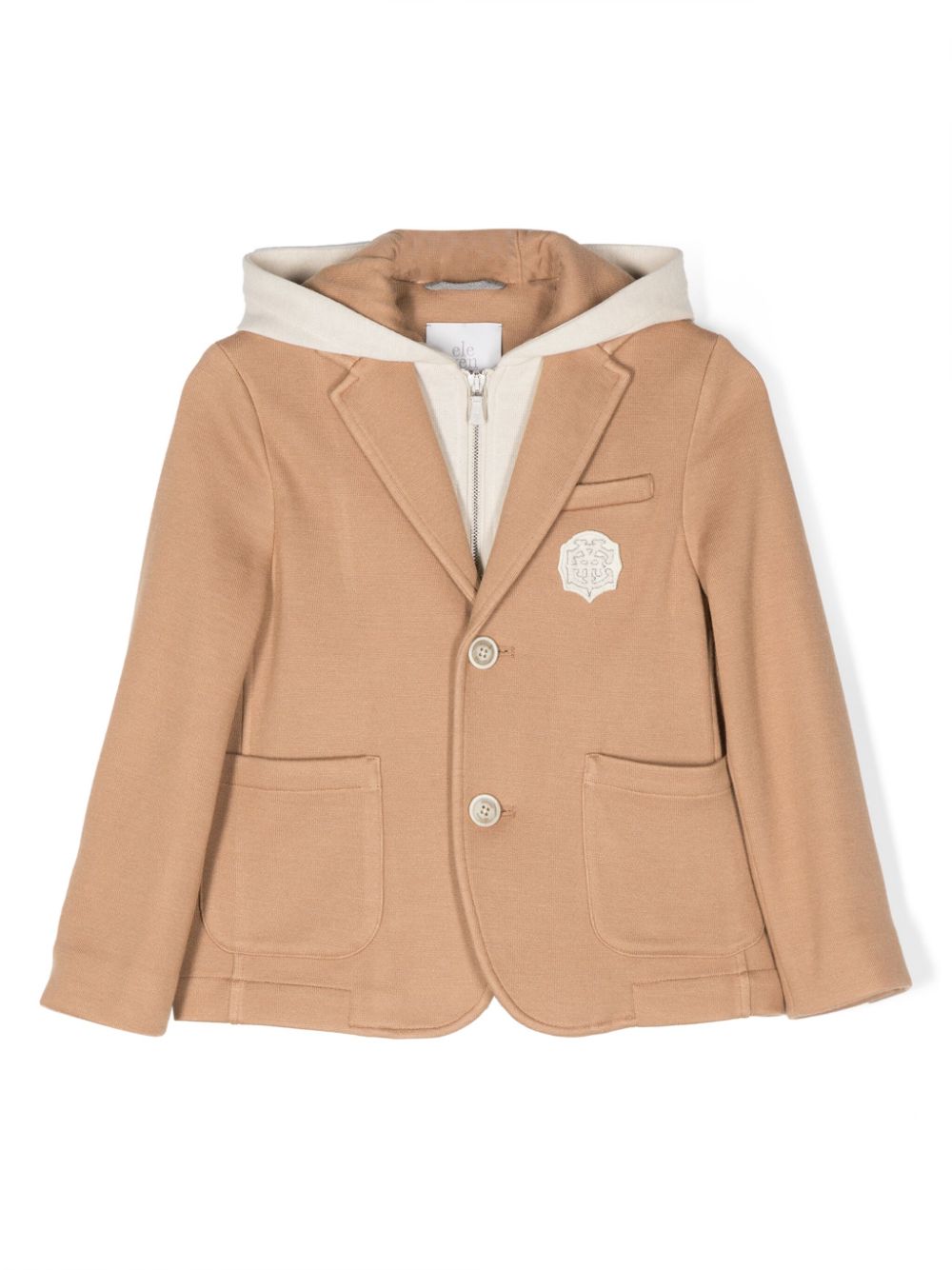 Eleventy Kids' Logo-patch Layered Hooded Jacket In Neutrals