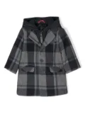 Fay Kids plaid-check pattern layered coat - Grey