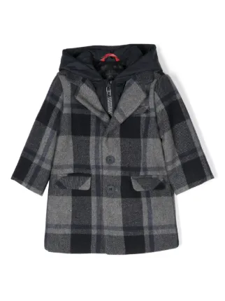 Fay Kids チェック コート | グレー | FARFETCH JP