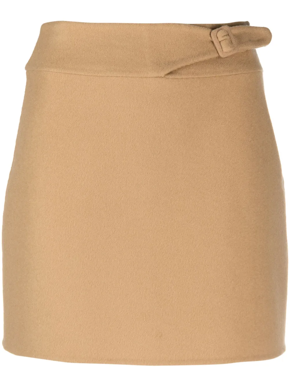 Ermanno Scervino Virgin Wool Belted A-line Miniskirt In Brown