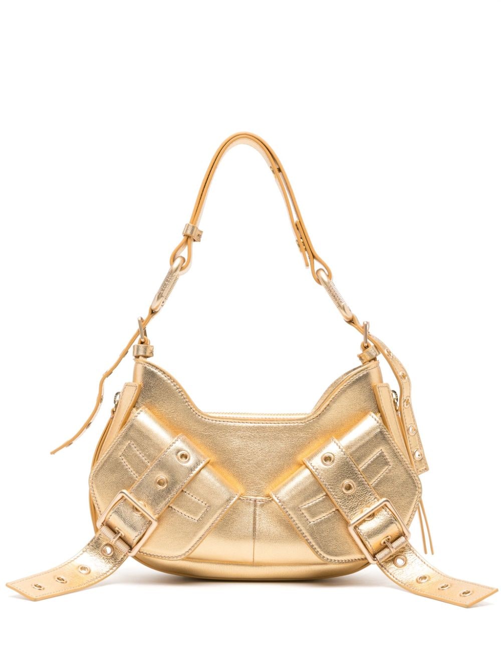 Biasia Y2k Metallic Shoulder Bag In Gold