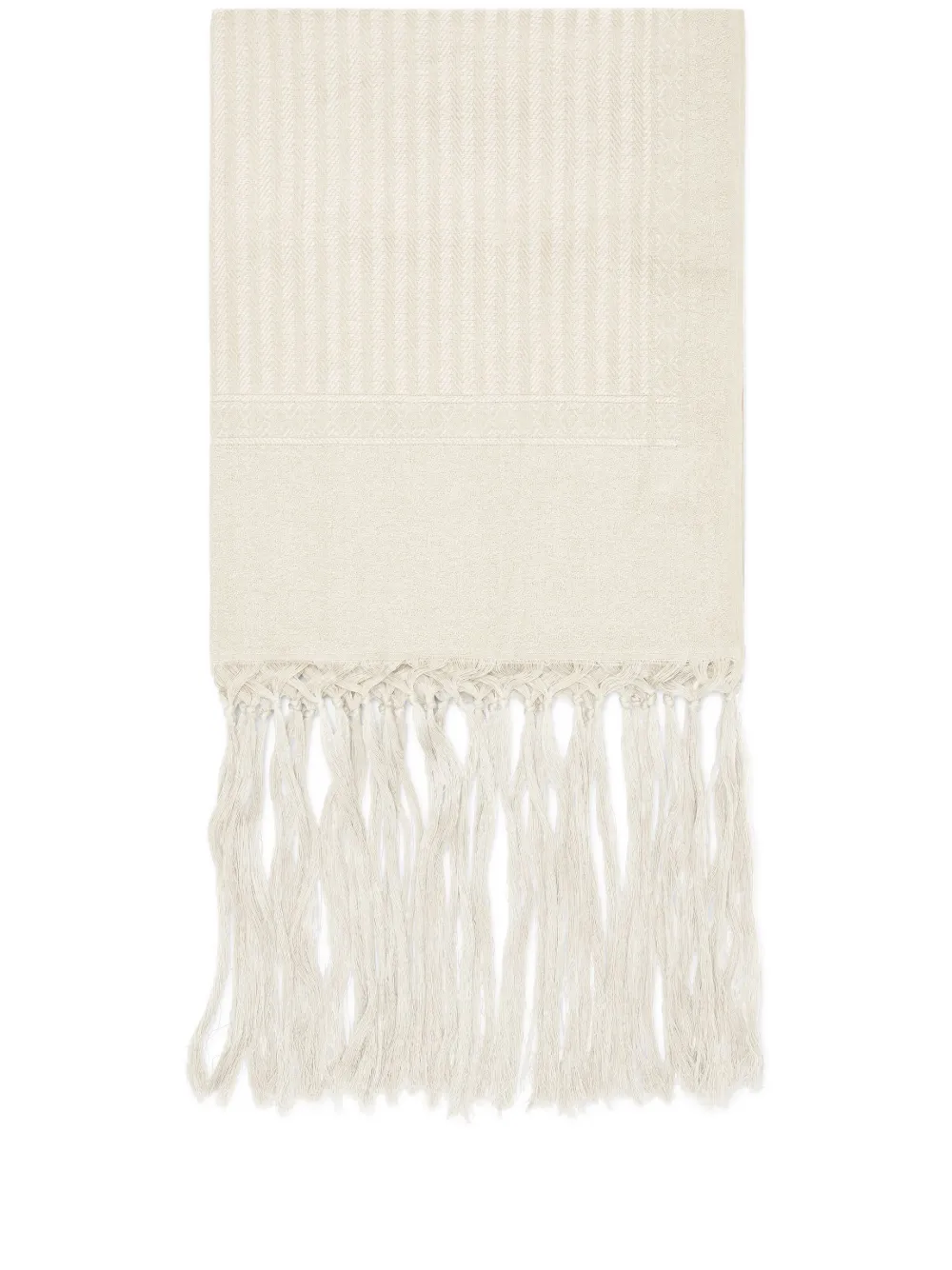 Brunello Cucinelli serviette rayée à détail en macramé | tons neutres | Image 1