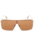 Victoria Beckham Eyewear logo-engraved shield-frame sunglasses - Gold