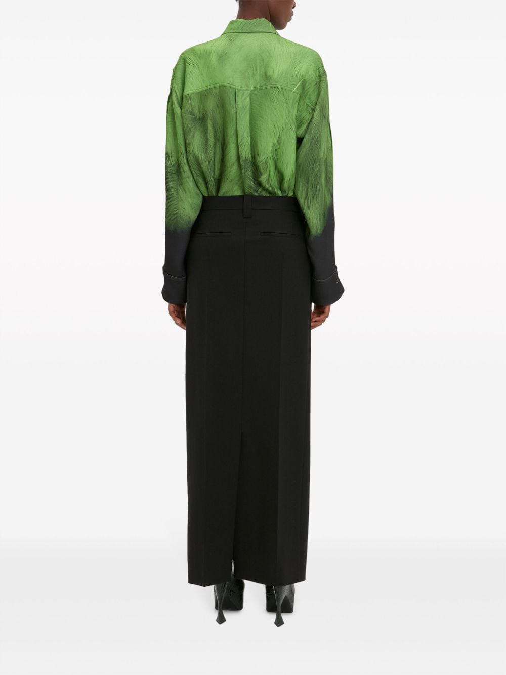 Shop Victoria Beckham Abstract-pattern Print Silk Shirt In Green