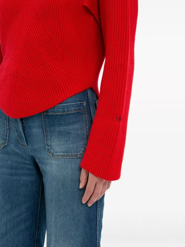 Victoria Beckham logo-embroidered wool-blend Jumper | Red